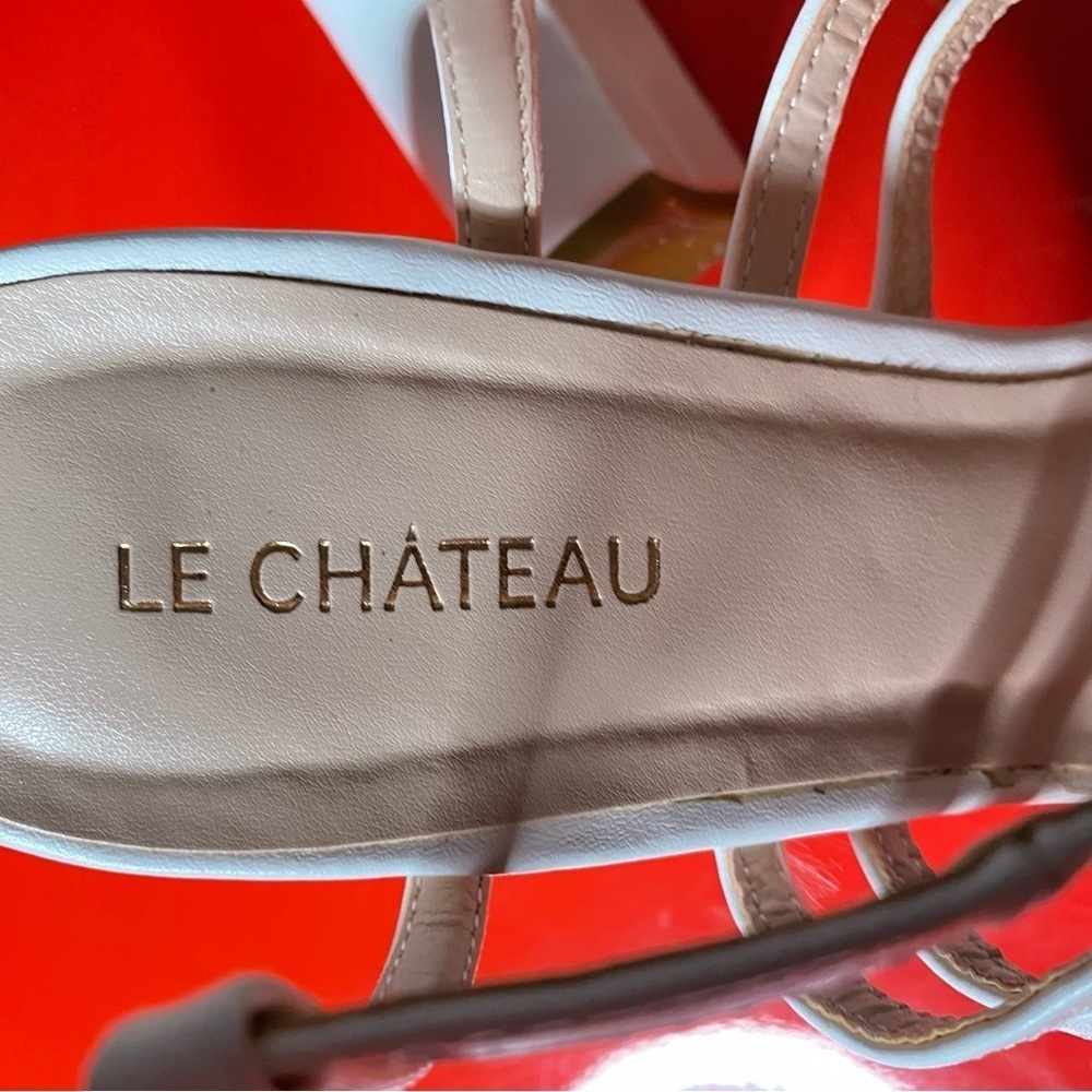 Le Château White Strappy Sandals EU38 Summer Wedding Prom 4in Heels - Picture 5 of 13
